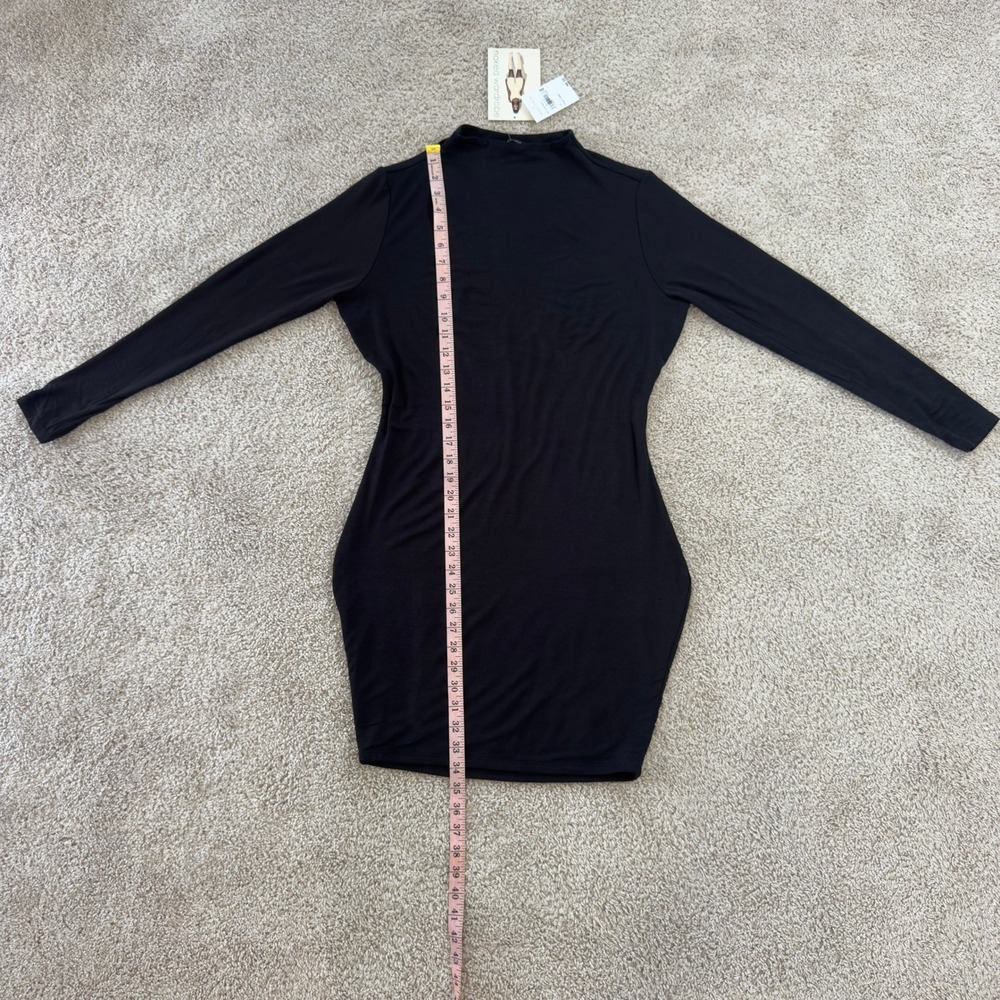 Naked Wardrobe Black Mock Neck Long Sleeve Bodycon Mini Dress 1X NW-D0059X - Picture 8 of 11